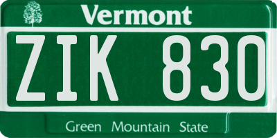VT license plate ZIK830