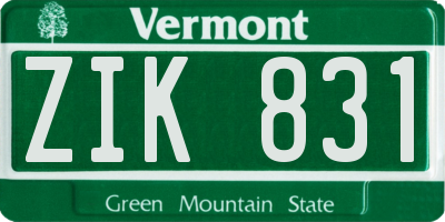 VT license plate ZIK831