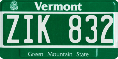 VT license plate ZIK832