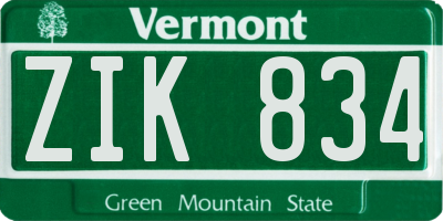 VT license plate ZIK834