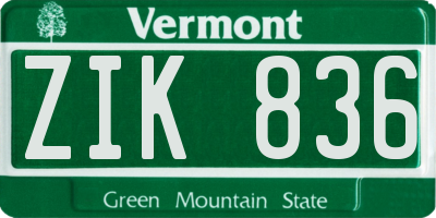 VT license plate ZIK836
