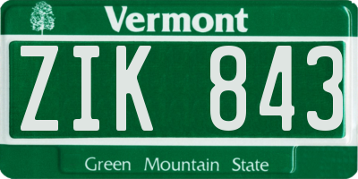 VT license plate ZIK843