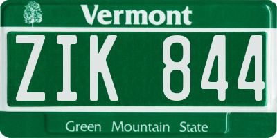 VT license plate ZIK844