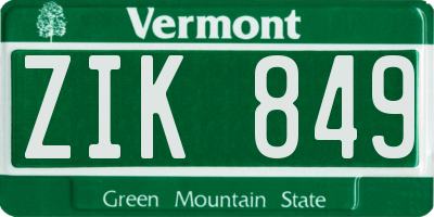 VT license plate ZIK849