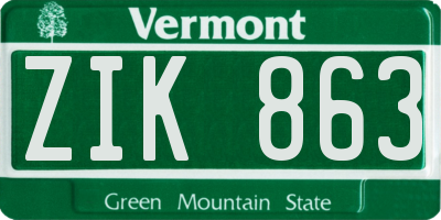 VT license plate ZIK863