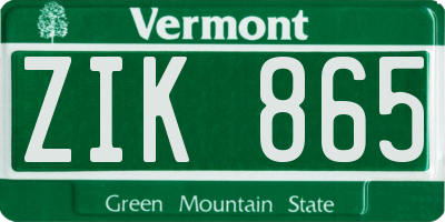 VT license plate ZIK865