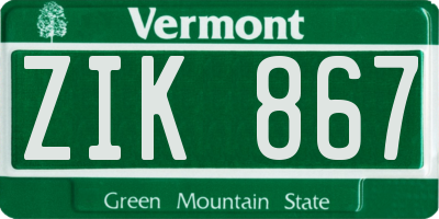 VT license plate ZIK867