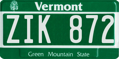 VT license plate ZIK872