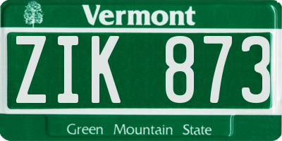VT license plate ZIK873