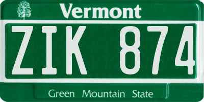 VT license plate ZIK874