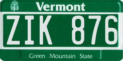 VT license plate ZIK876