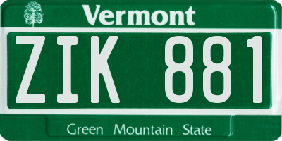 VT license plate ZIK881