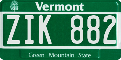 VT license plate ZIK882