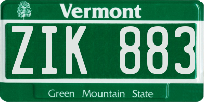 VT license plate ZIK883
