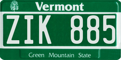 VT license plate ZIK885