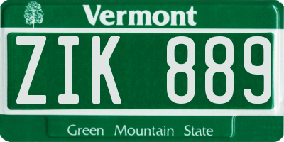 VT license plate ZIK889