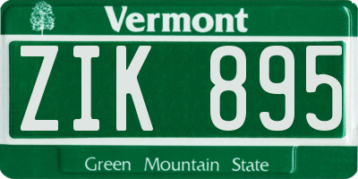 VT license plate ZIK895