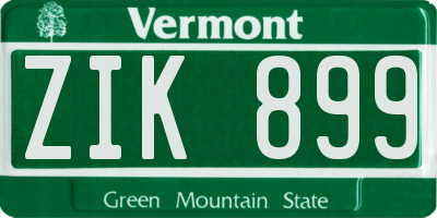 VT license plate ZIK899