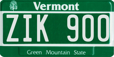 VT license plate ZIK900