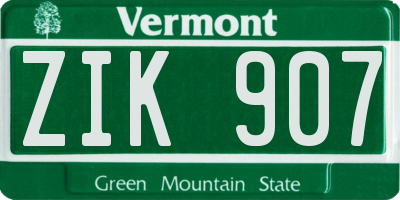 VT license plate ZIK907