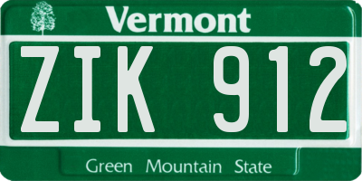 VT license plate ZIK912