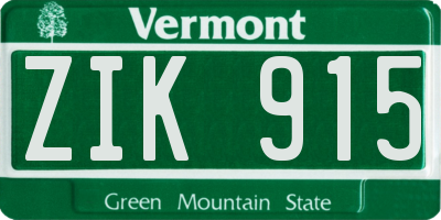 VT license plate ZIK915