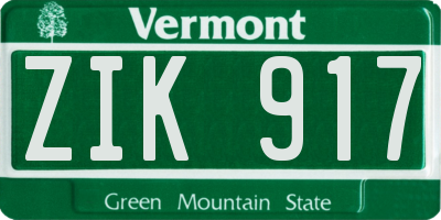 VT license plate ZIK917
