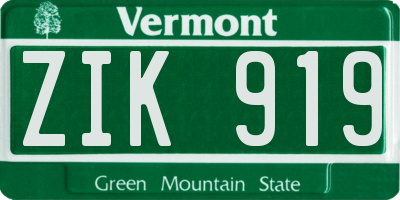 VT license plate ZIK919