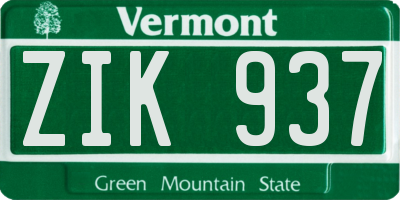 VT license plate ZIK937