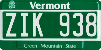 VT license plate ZIK938