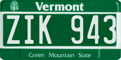 VT license plate ZIK943