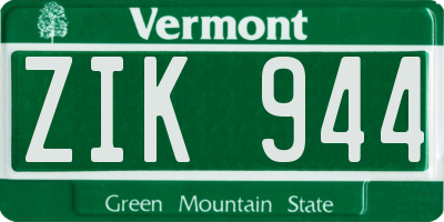 VT license plate ZIK944