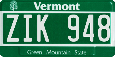 VT license plate ZIK948