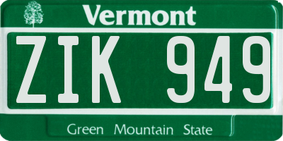 VT license plate ZIK949