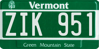 VT license plate ZIK951