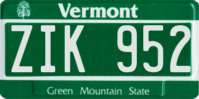 VT license plate ZIK952