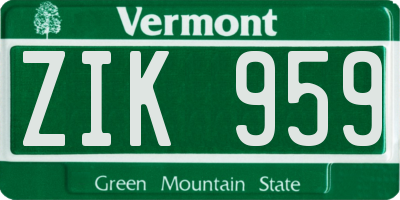 VT license plate ZIK959