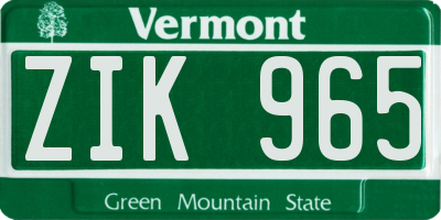 VT license plate ZIK965