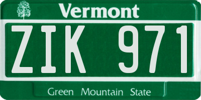 VT license plate ZIK971
