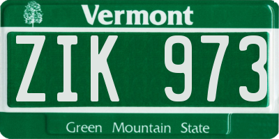 VT license plate ZIK973