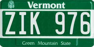VT license plate ZIK976