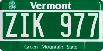 VT license plate ZIK977