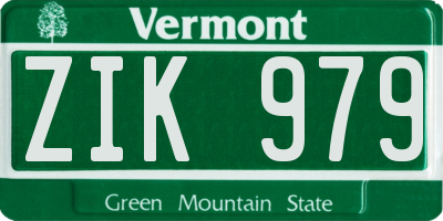 VT license plate ZIK979