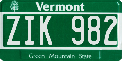 VT license plate ZIK982