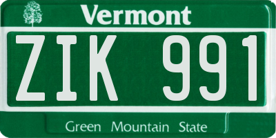 VT license plate ZIK991