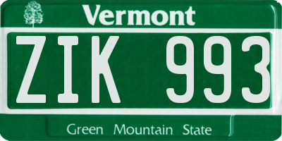 VT license plate ZIK993