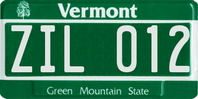 VT license plate ZIL012