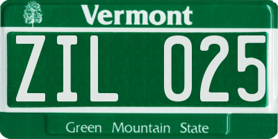 VT license plate ZIL025
