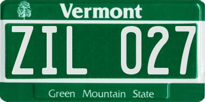 VT license plate ZIL027