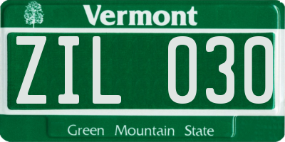 VT license plate ZIL030
